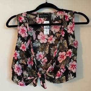 LF Store Hawaiian Crop Top with Tie Waist
